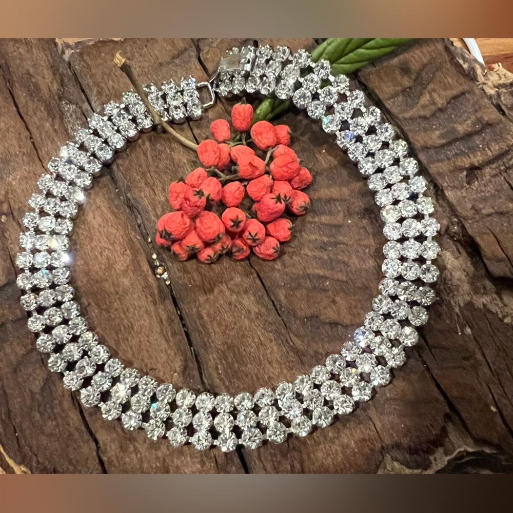 Jay Flex Sterling Tennis Necklace 3 Rows Clear Zirconia Crystals XSmall 13.5”